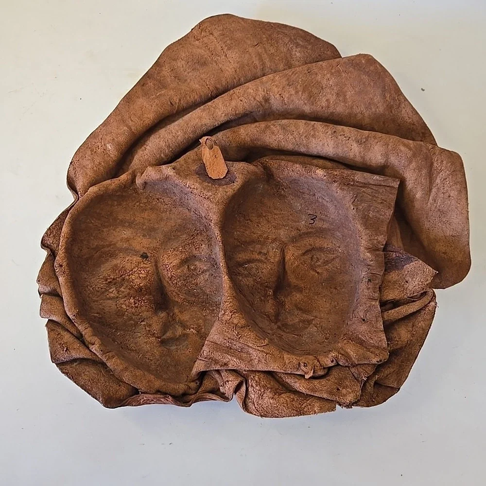Women Double Face 3D Molded Handmade Leather Folk‎ Art Sculpture Wall Decor